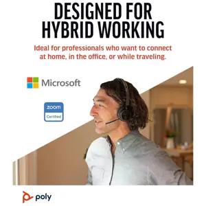 Poly Voyager Focus 2 – Wireless Bluetooth Headset | Active Noise Cancelling | Dual-Mode ANC | USB-C/BT Adapter | Black