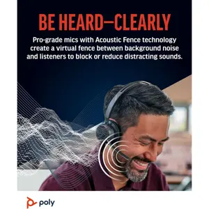 Poly Voyager Focus 2 – Wireless Bluetooth Headset | Active Noise Cancelling | Dual-Mode ANC | USB-C/BT Adapter | Black