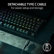 Razer Huntsman V2 TKL Tenkeyless Gaming Keyboard: Fast Clicky Optical Switches w/Quick Keystrokes & 8000Hz Polling Rate - Detachable Type-C Cable - Doubleshot PBT Keycaps - Ergonomic Wrist Rest