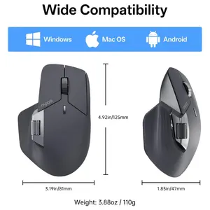 Rapoo MT760 Pro Multi-Mode Wireless Mouse – 12000 DPI, 2000Hz Polling, NearLink, Bluetooth 5.0, 11 Programmable Buttons – Light Black