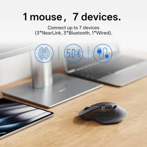 Rapoo MT760 Pro Multi-Mode Wireless Mouse – 12000 DPI, 2000Hz Polling, NearLink, Bluetooth 5.0, 11 Programmable Buttons – Light Black