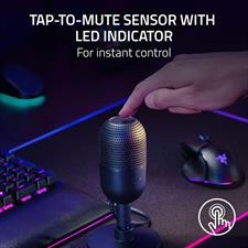 Razer Seiren V3 Mini USB Microphone: Condenser Mic - Supercardioid Pickup Pattern - Tap-to-Mute Sensor with LED Indicator - Shock Absorber - Ultra Compact - PC, Discord, OBS Studio, XSplit - Black, White Pink
