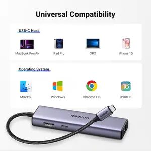 UGREEN 15598 6-in-1 USB-C Hub – 4K HDMI, Gigabit Ethernet, 100W PD Charging, 3x USB 3.0 Ports