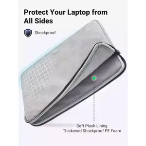 UGREEN 20476 Laptop Sleeve Case – Premium Nubuck Leather & Soft Velvet Lining, Slim Protective Design