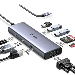 UGREEN CM498 15600 9-in-1 USB-C Docking Station – 4K HDMI, VGA, 3× USB 3.0, Gigabit Ethernet, 100W PD, SD/TF Card Reader