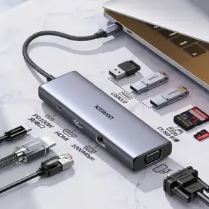 UGREEN CM498 15600 9-in-1 USB-C Docking Station – 4K HDMI, VGA, 3× USB 3.0, Gigabit Ethernet, 100W PD, SD/TF Card Reader