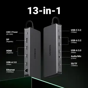 UGREEN Revodok Pro 313 15978 13-in-1 USB-C Docking Station – Triple 4K Display, 10Gbps, 100W PD, Gigabit Ethernet