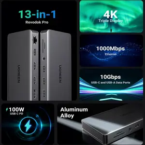 UGREEN Revodok Pro 313 15978 13-in-1 USB-C Docking Station – Triple 4K Display, 10Gbps, 100W PD, Gigabit Ethernet