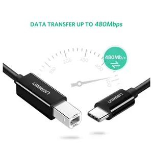 UGREEN US241 50446 USB-C to USB-B 2.0 Printer Cable – 2 Meter, 480Mbps High-Speed Data Transfer, Black