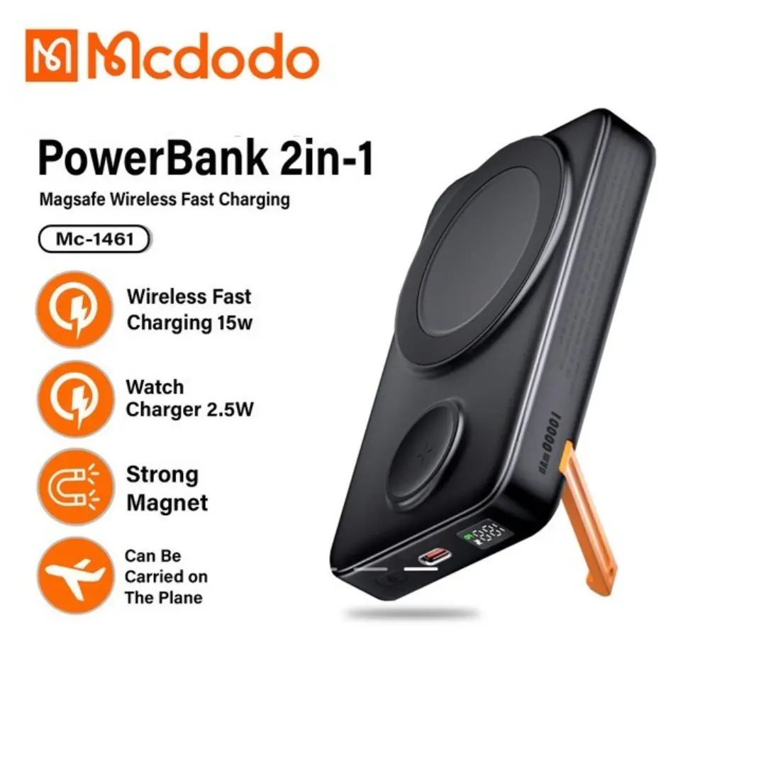 MCDODO MC-1461 10000mAh Magnetic Power Bank – 20W PD Fast Charging, Wireless Charging, USB-C Port, LED Display