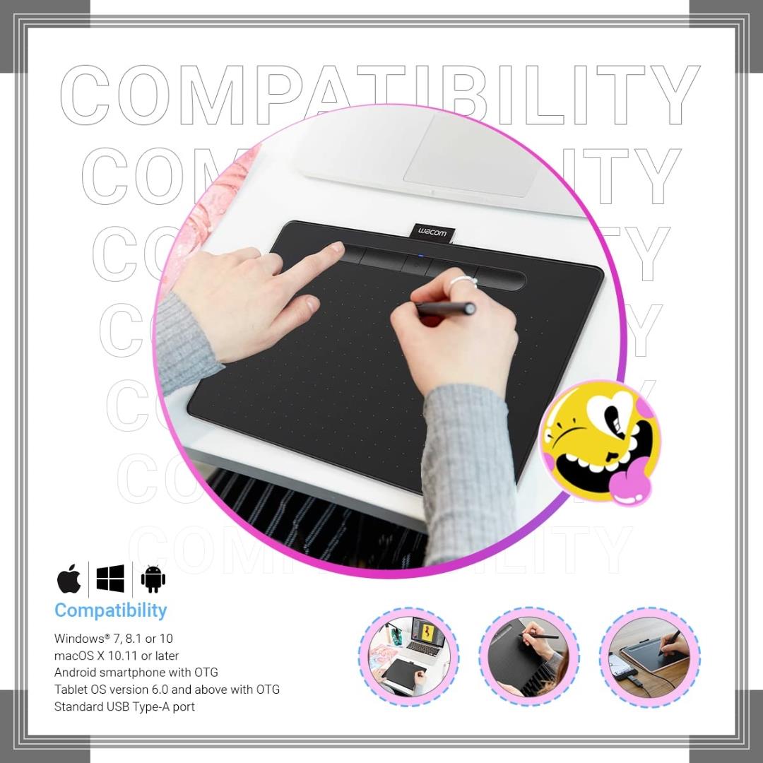 Wacom Intuos Bluetooth CTL-4100WL/K0-C Digital Graphics Pen Tablet