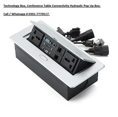 Technology Box, Table Socket Connectivity Hydraulic Pop Up Box with Wires.