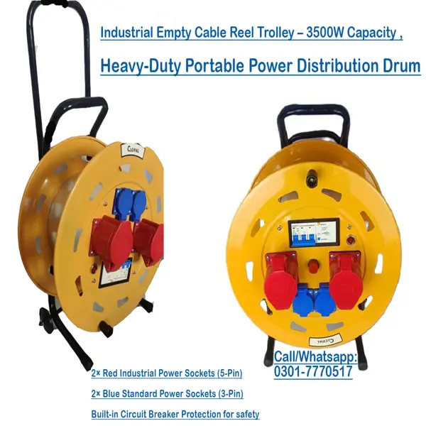 Industrial Reel Trolley / Heavy Duty Portable Power Distribution Drum