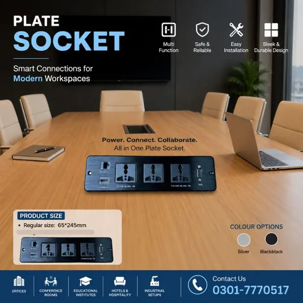 Plate Socket Table Top with Universal ,VGA ,HDMI and Internet