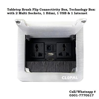 Table Socket Technology Tabletop Brush Flip Connectivity Box 