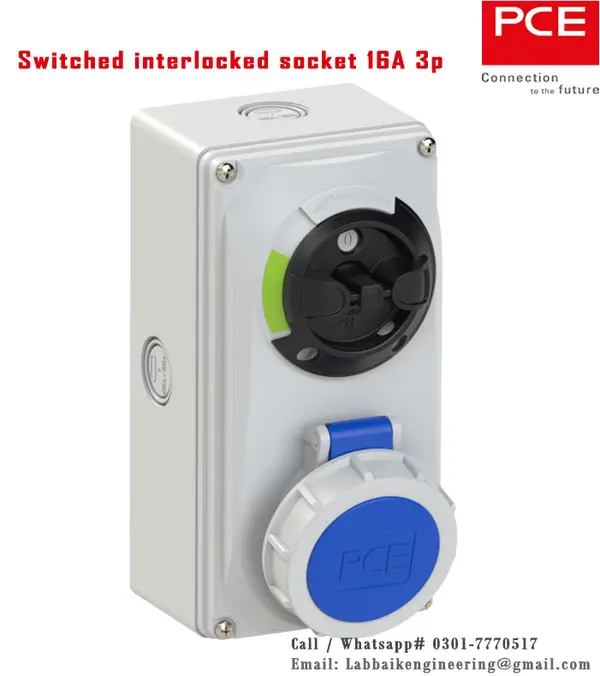 Safety Switched interlocked Socket 16A 3pin PCE
