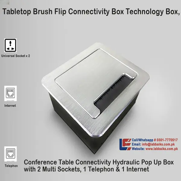 Table Socket Pop Up Box, Technology Box with Two Multi Socket ,1 Internet & 1 Telephone