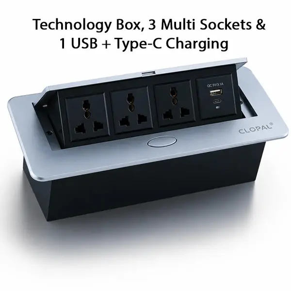 Technology Box with Multi Socket, USB and Type-C Table Socket
