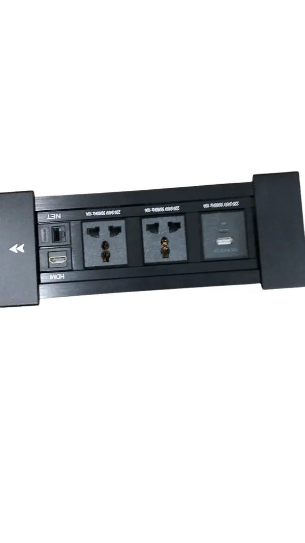 Table Socket Technology Box Slider Black/Silver with Universal, Internet , HDMI, and USB+Type-C 