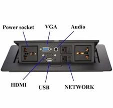 Technology Box, Table Socket Connectivity Hydraulic Pop Up Box with Wires.