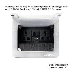 Table Socket Technology Tabletop Brush Flip Connectivity Box 