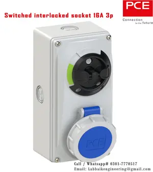 Safety Switched interlocked Socket 16A 3pin PCE
