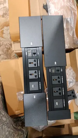 Table Socket Technology Box Slider Black/Silver with Universal, Internet , HDMI, and USB+Type-C 