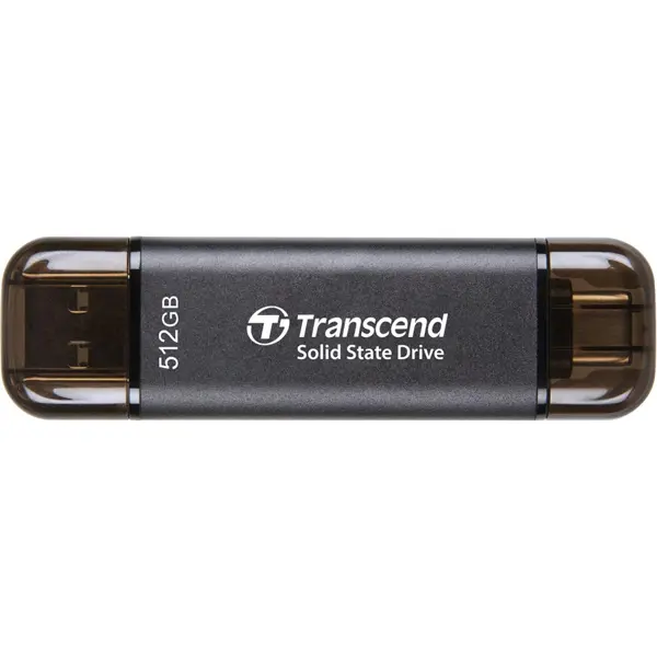 Transcend ESD310C 512GB Dual USB 10GBPS Portable SSD USB Type-A, USB Type-C | TS512GESD310C - up to 1050 MB/s