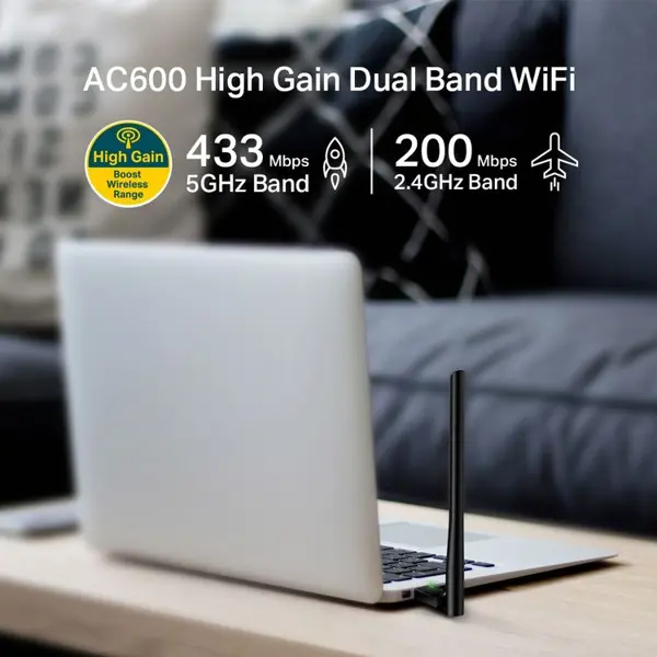 TP-Link Archer T2U Plus AC600 High Gain Wireless Dual Band USB Adapter | Ver 1.0