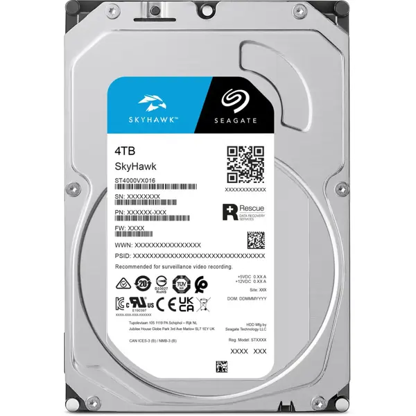 Seagate SkyHawk Surveillance Hard Drive, 4TB, Sata III, 3.5", CMR, 256MB Cache, RV Sensors, ST4000VX016
