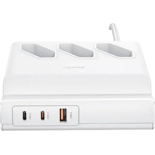 USAMS USB Extension Socket 65W Super SI Fast Charging White CC160TC01 (US-CC160) Power Strip