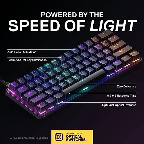 SteelSeries Apex 9 Mini Optical Gaming Keyboard - OptiPoint Linear Optical Switches - US English - 64837