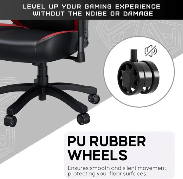 AndaSeat Luna Gaming Chair | Ergonomic Reclining, PVC Leather Computer Home Office Chair, Creative Rocking Function, Moulded Foam | Black and Red