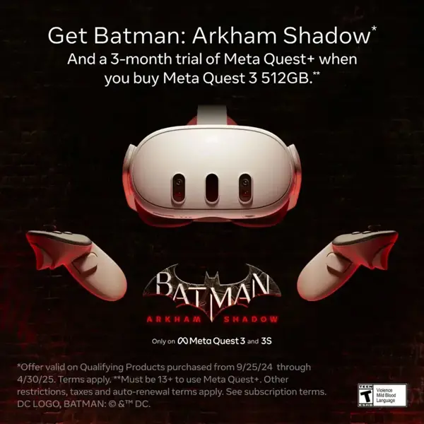 Meta Quest 3 512GB Breakthrough Mixed Reality with Batman Arkham Shadow Game Included - White