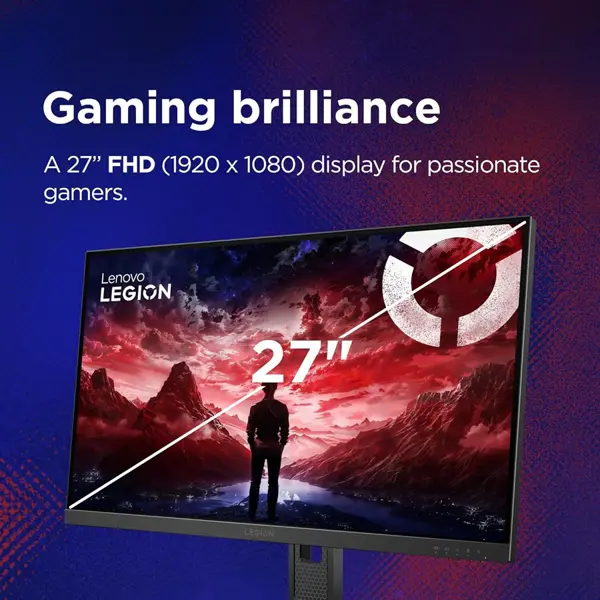 Lenovo Legion 27-10 Gaming Monitor, 27" FHD 1920x1080, 240Hz, 0.5ms MPRT, AMD FreeSync Premium, 99% sRGB