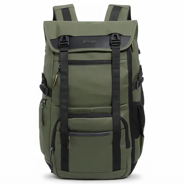 Amaze Premium Synthetic Fibre Backpack A945, Spacious Main Compartment With Organized Pockets, Dedicated Space for Laptop and Accessories, Adjustable Extra-Padded Shoulder Straps, Green