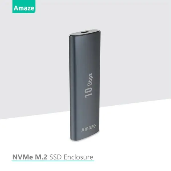 Amaze Aluminum Alloy NVME M.2 SSD Enclosure, Up To 10Gbps Speed, Dual USB3.0 and Type C Cable, A222