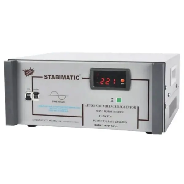Stabimatic SPD-2KVA Servo Automatic Voltage Regulator, 100% Copper Transformer And Internal Wiring, Pure Sine Wave, Wide Input Range 100V-240V Single Phase