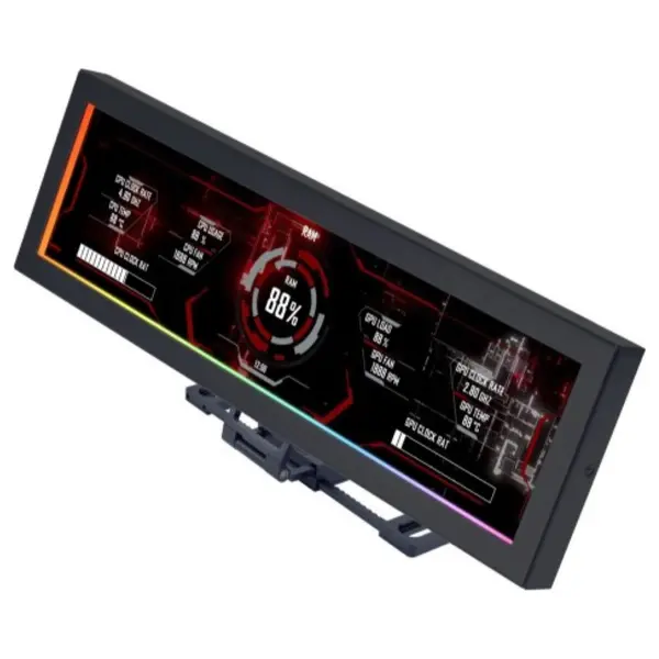 Lian Li 8.8" Universal IPS Screen With Modular Freestanding Mount Case Bracket 1920x480 60Hz 500 Nits USB Plug and Play Metal Black