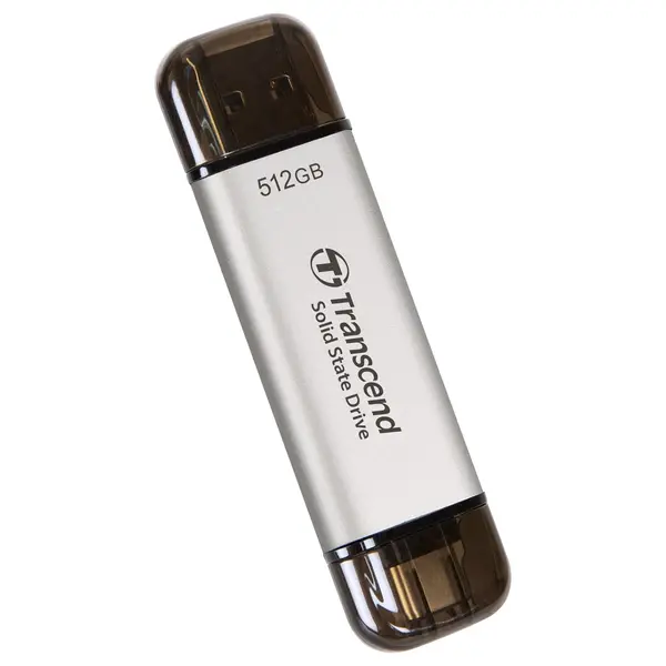 Transcend ESD310 512GB Dual USB Type-A and USB Type-C External SSD Up To 1050MB/s Black TS512GESD310S