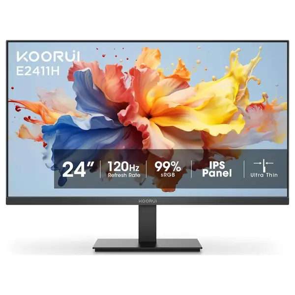 Koorui E2411H Gaming Monitor 24 Inch 120Hz IPS FHD 99% sRGB FreeSync VESA Mount HDMI 1.4 VGA