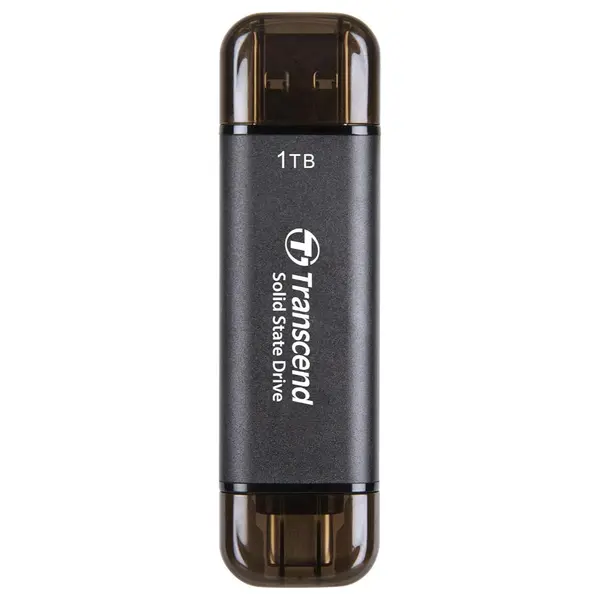 Transcend ESD310 1TB External SSD, USB 3.2 Gen2 10Gbps Type-A and Type-C, Up To 1,050MB/s Black TS1TESD310C