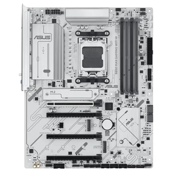 Asus B850 Max Gaming Wifi W AMD AM5 ATX Motherboard, DDR5 8000+MT/s, PCIe 5.0, 3x M.2, Wi-Fi 6E, 2.5Gb LAN, USB 10Gbps Type-C, White PCB