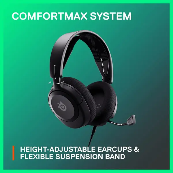 SteelSeries Arctis Nova 1 Gaming Headphones, Wired, Sealed Type, 40mm Audio Driver, Spatial Audio, AI Noise Canceling Bi-Directional Microphone, Black 61606