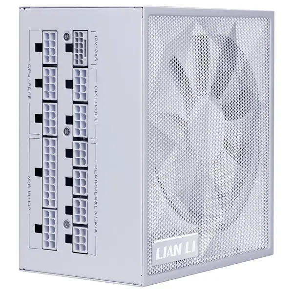 Lian Li SX1200P Platinum Compact ATX Form Factor 1200W Power Supply, ATX 3.1 and PCIE 5.1 Ready, 12V-2x6 Cable, Full Modular, 140mm Fan, White, SX1200P.W