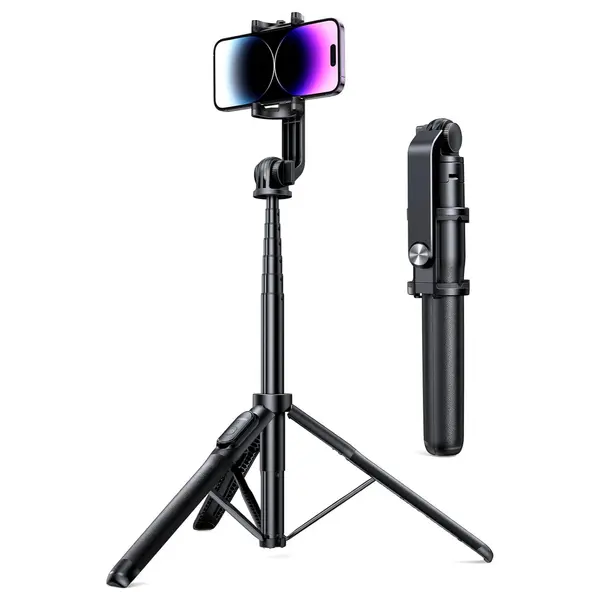 UGREEN Selfie Stick Tripod Stand with Bluetooth Remote, 12.5" to 63" Extendable, 360 Degree Rotating Clamp, Aluminum Alloy and ABS 15062
