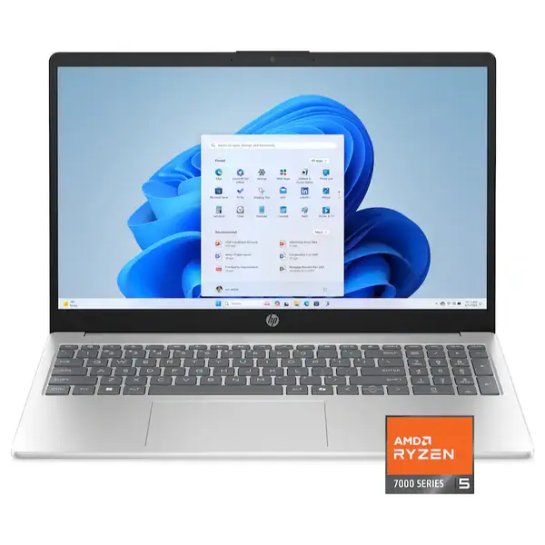 HP 15-FC0146DX Touchscreen Laptop, AMD Ryzen 5 7520U, AMD Radeon Graphics, 8GB LPDDR5 RAM, 512GB SSD, 15.6″ FHD IPS Touch, Windows 11 Home, Natural Silver