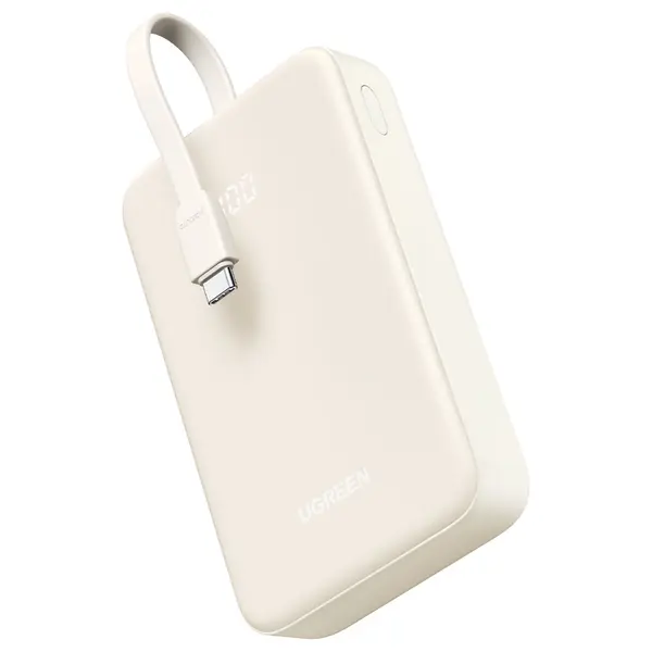 UGREEN Nexode 20W Fast Charging Power Bank 20000mAh, 2 Ports USB-C and USB-A, Built-in Cable, Flight Approved, 35340