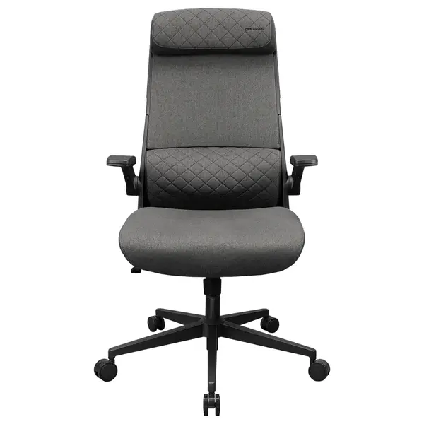 Cougar STRYDER Ergonomic Chair, Imitation Linen Upholstery, Adjustable Headrest, Multi-Density Foam Seat, Ergonomically Contoured Lumbar Zone, Class 4 Gas Lift Cylinder, Gray