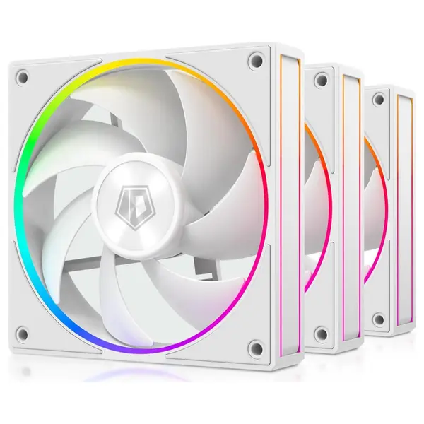 ID-Cooling AF-127-ARGB-W TRIO 120mm Case Fan, Fluid Dynamic Bearing, Daisy Chain Connector, Up to 78CFM, White